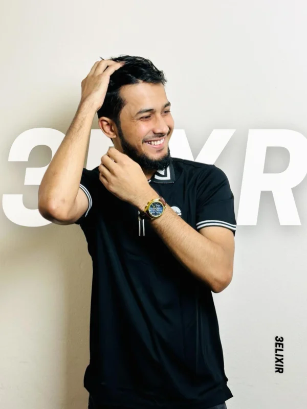 Chinese mercerized polo-Black - Image 2