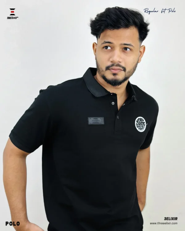 Applique-Black polo - Image 2