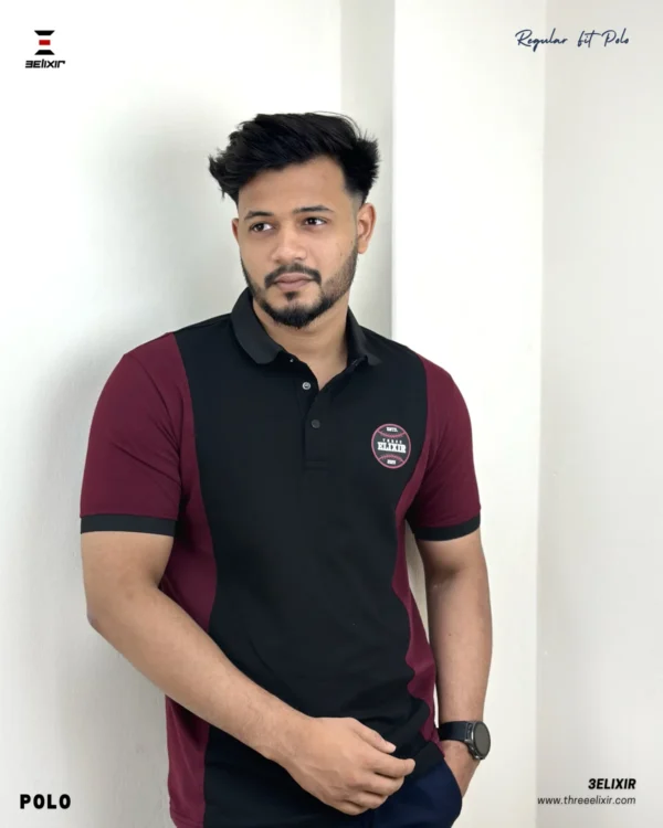 Elixir-Maroon Black polo - Image 2