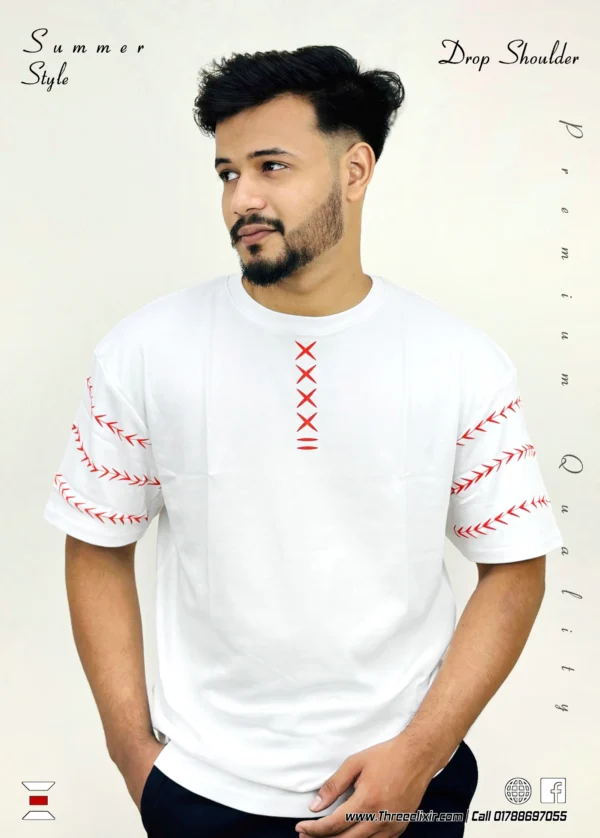 White X drop shoulder t- shirt
