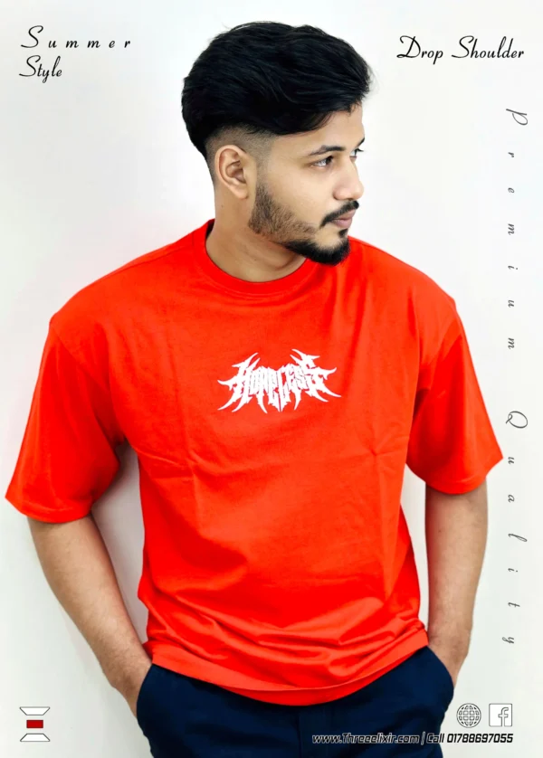 Hopeless-Red Orange drop shoulder T- shirt - Image 2