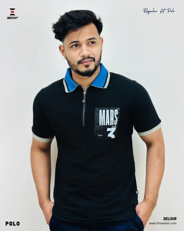 Zipper Polo- Black
