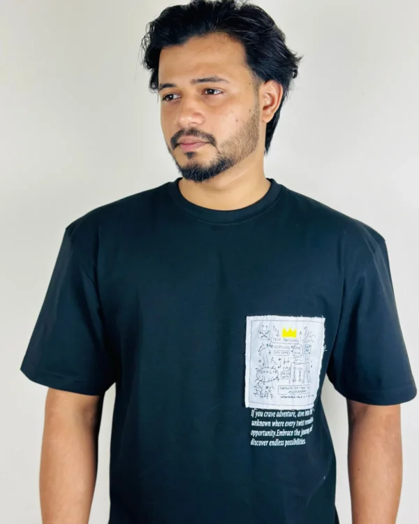 Crown-Black Drop shoulder T-shirt - Image 2