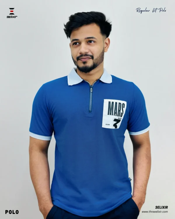Zipper Polo- Blue