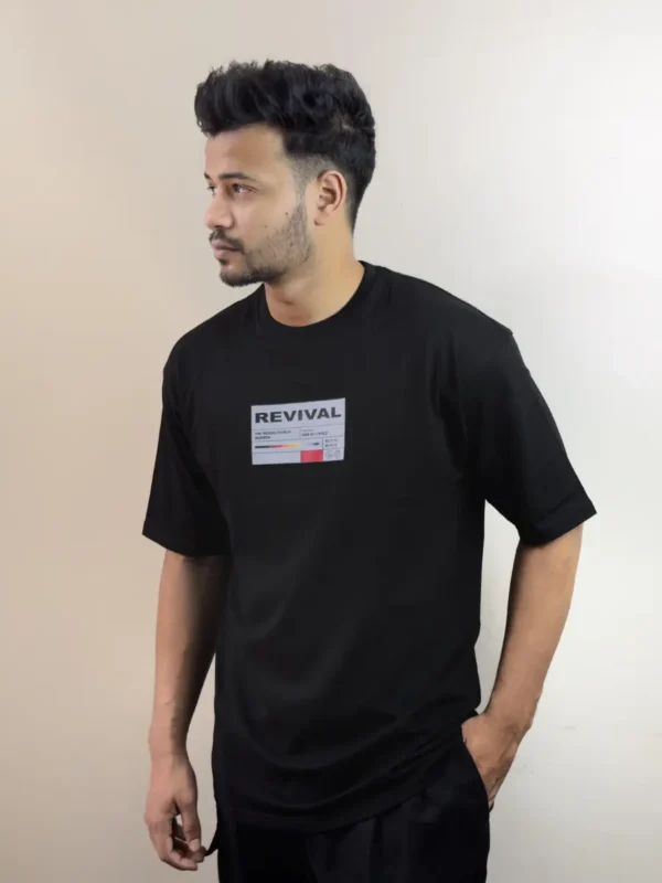 Revival-Black drop shoulder T-shirt - Image 3
