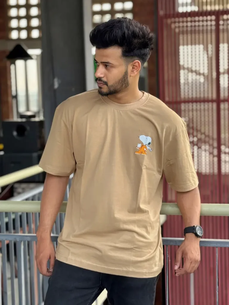 beige color drop shoulder t- shirt