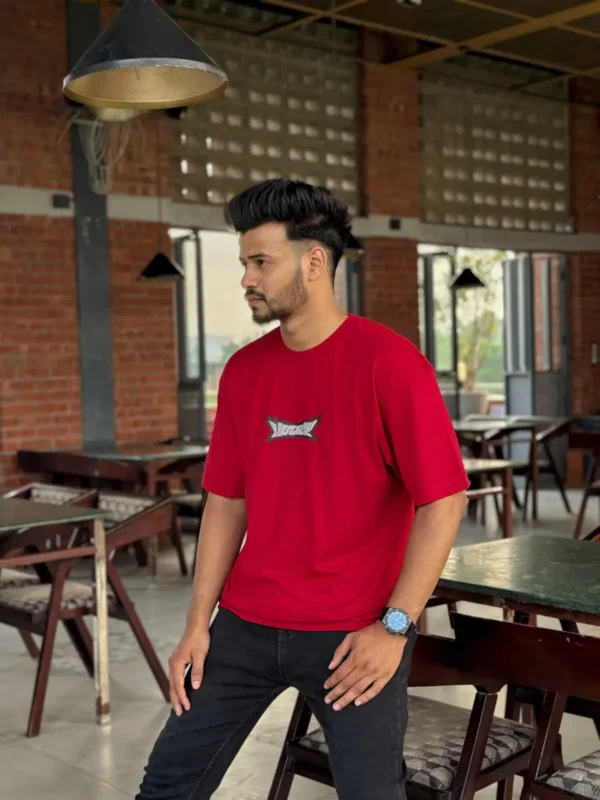 Crimson Red drop shoulder t- shirt
