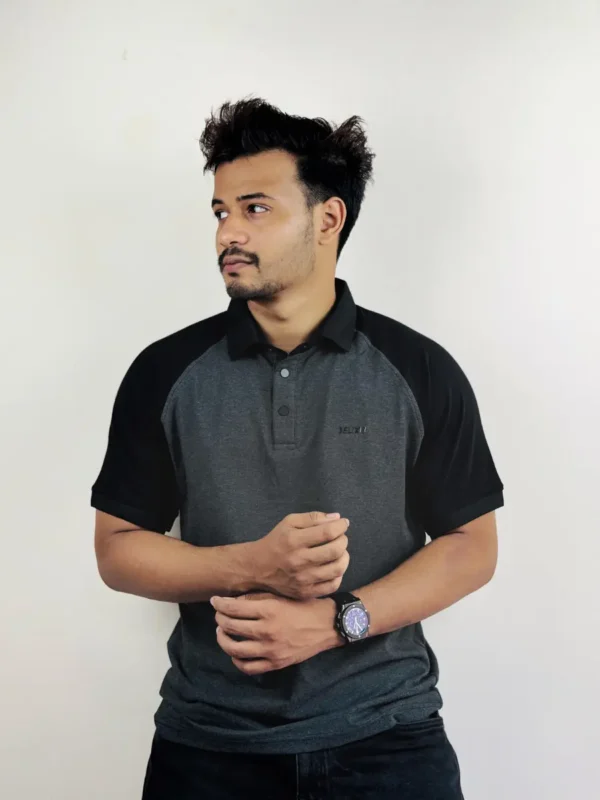 Charcoal Raglan Polo - Image 2