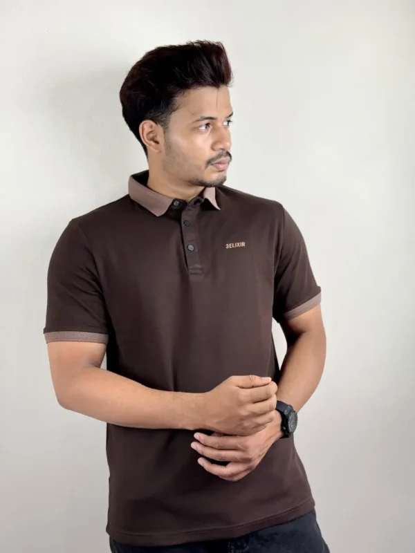 Mocha Edge Interlock Polo - Image 3
