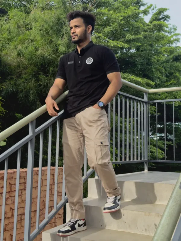 Beige 6 Pocket Cargo Pant - Image 2