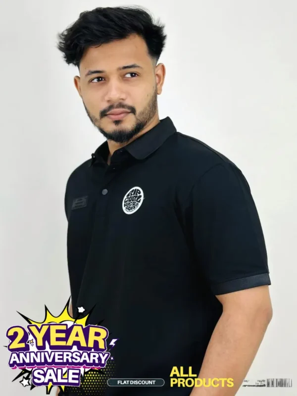Applique-Black polo