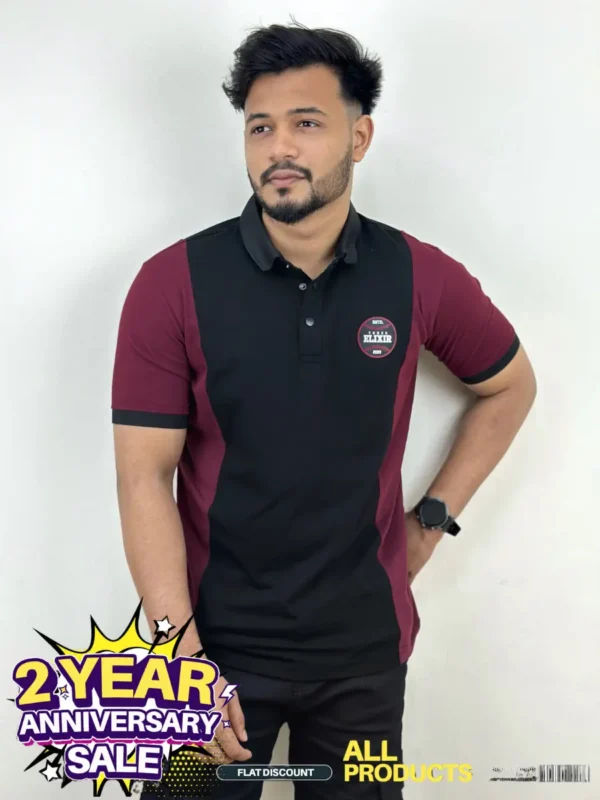 Elixir-Maroon Black polo