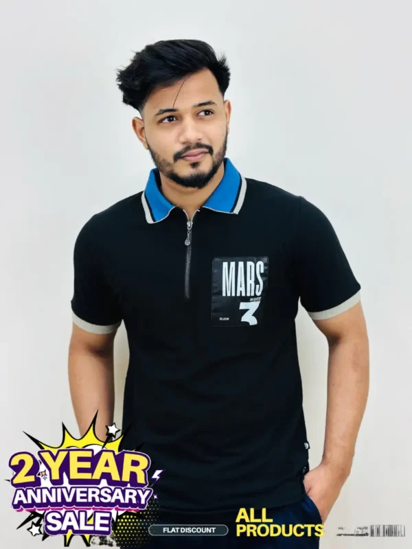 Zipper Polo- Black
