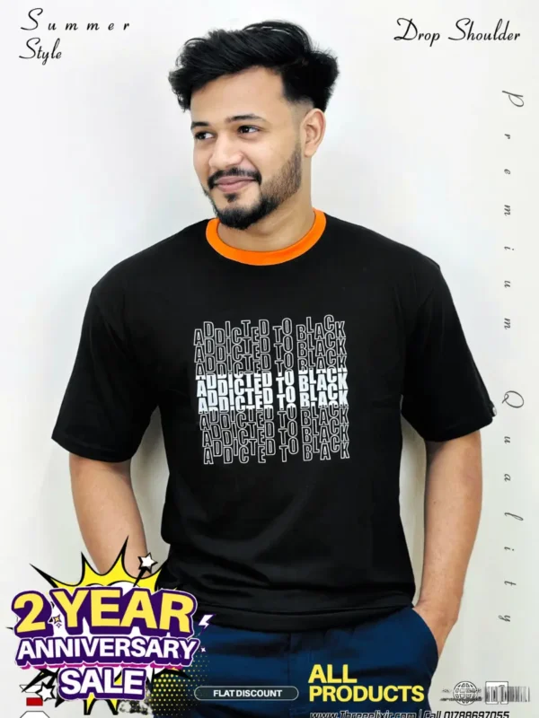 Addicted to Black drop shoulder T-shirt