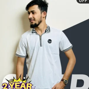 Chinese mercerized polo-white